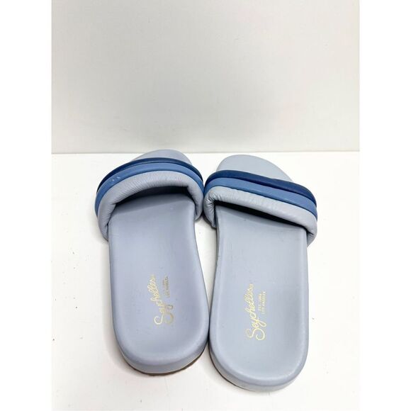 Seychelles Sandals Womens Size 9 Leather Low Key Blue Bright Slides - Picture 8 of 10
